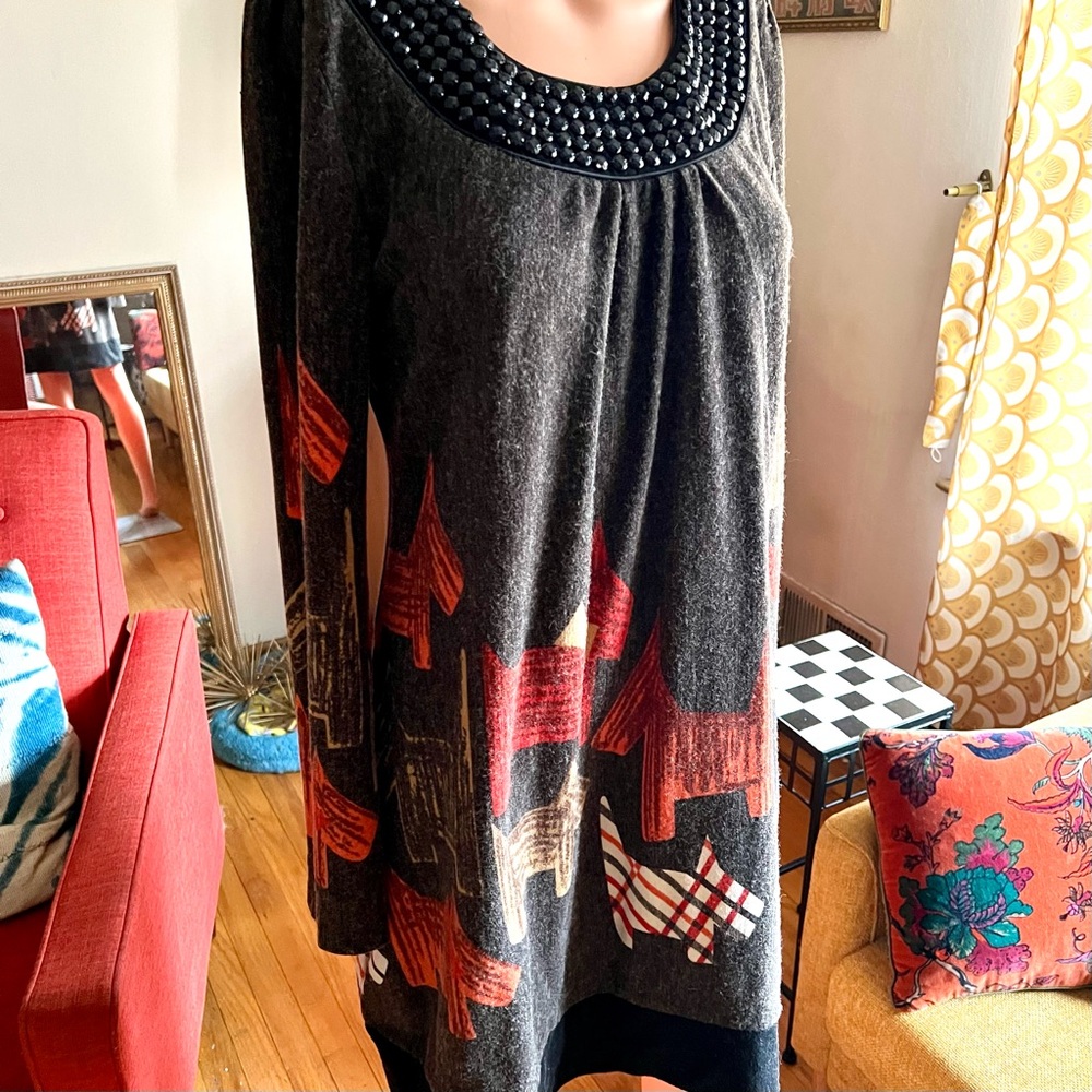 Vintage Aryeh Beaded Scottie Sweater Dress - Picture 4 of 5